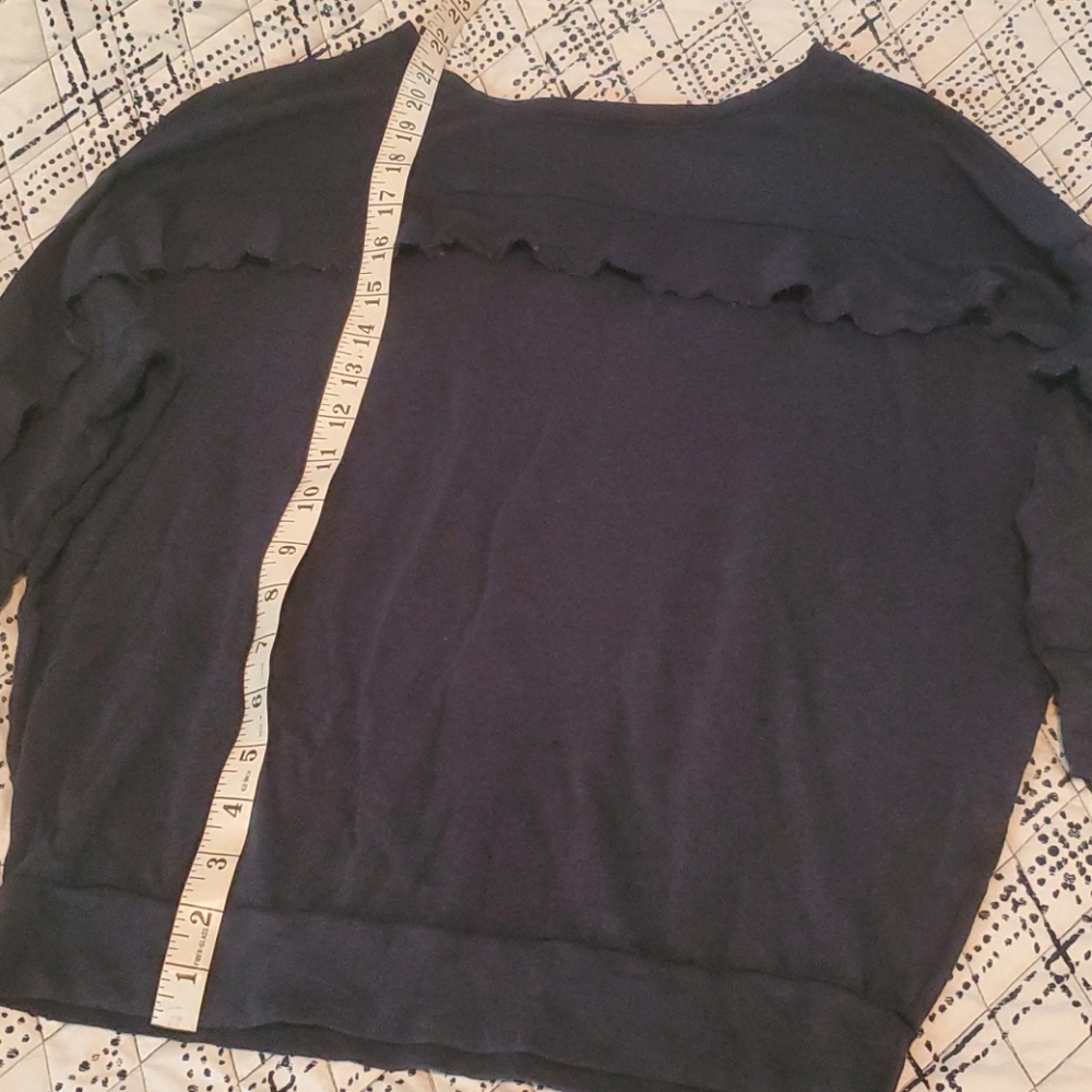 One Eleven Cozy Navy Blue Ruffle Sweatshirt - Picture 3 of 6